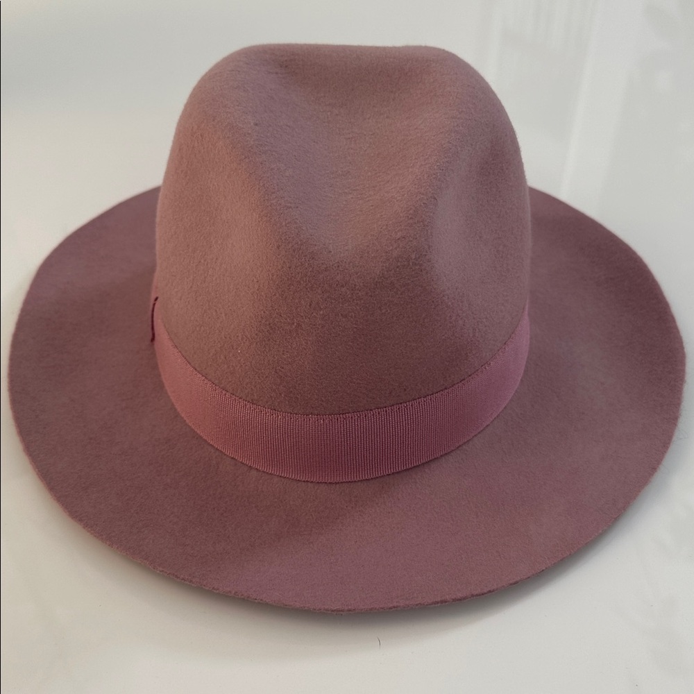 Barneys New York Dusty Pink 100% Wool Fedora Hat